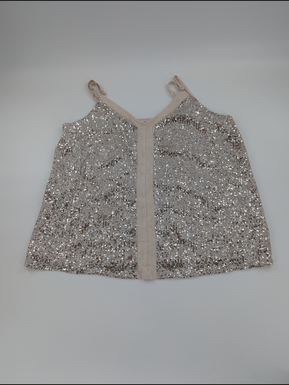 Maurices Champagne Sequin Cami Adjustable Strap Tank Top Glam XL Party Clubwear